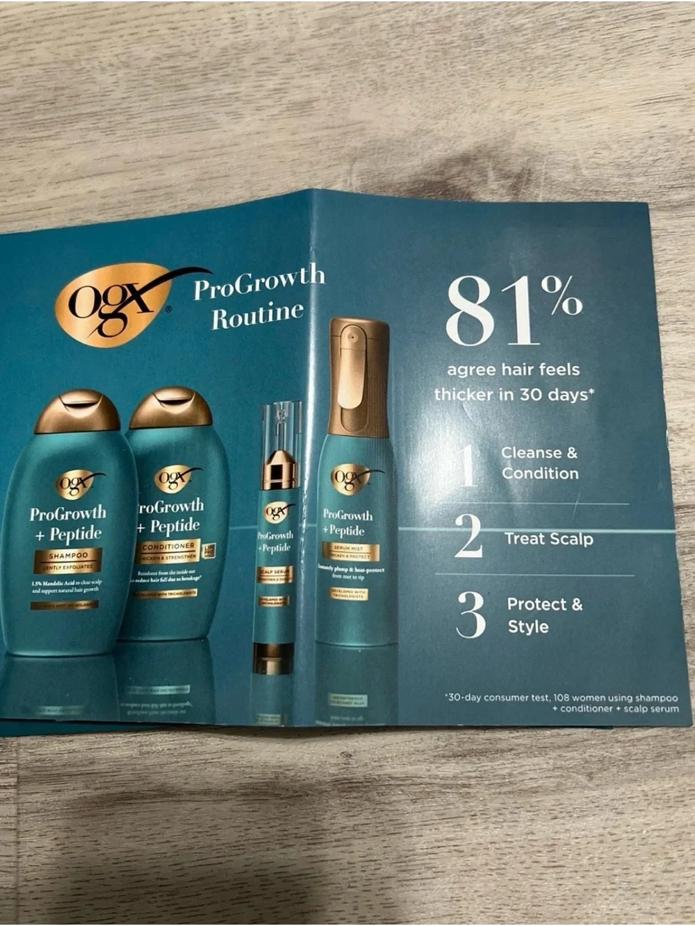 OGX ProGrowth + Peptide Shampoo & Conditioner Travel Sachets in Teal